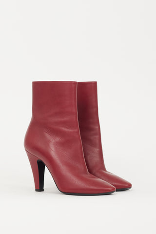 Saint Laurent Red Leather Pointed Boot