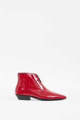 Saint Laurent Red Patent Leather Joan Ankle Boot