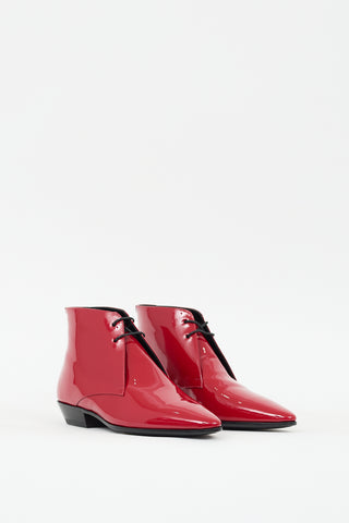 Saint Laurent Red Patent Leather Joan Ankle Boot