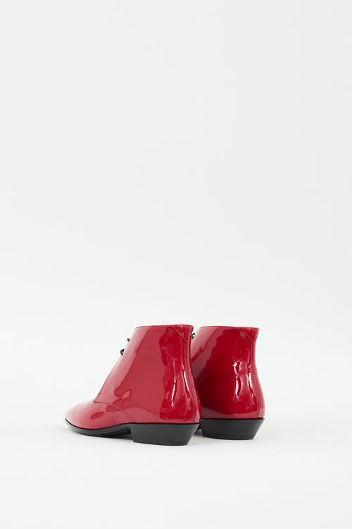 Saint Laurent Red Patent Leather Joan Ankle Boot