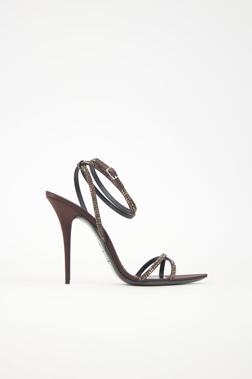 Saint Laurent Satin Embellished Ava Sandal