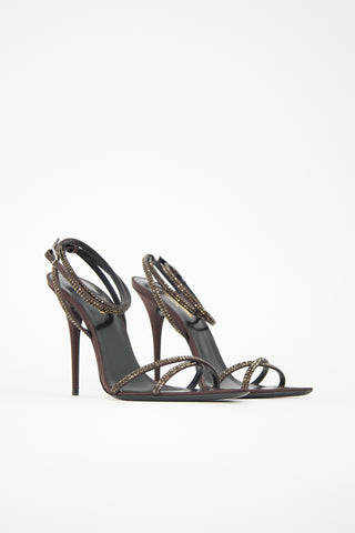 Saint Laurent Satin Embellished Ava Sandal