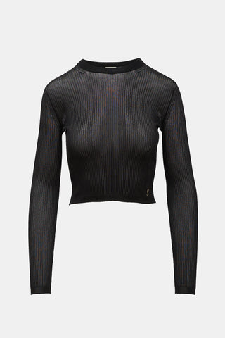 Saint Laurent Sheer Ribbed Cassandre Top