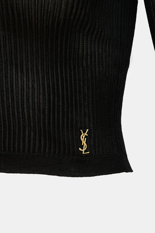 Saint Laurent Sheer Ribbed Cassandre Top