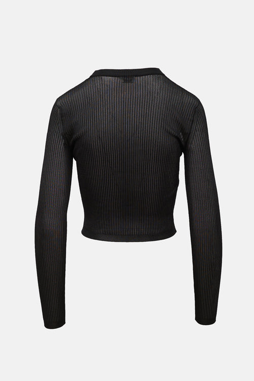 Saint Laurent Sheer Ribbed Cassandre Top