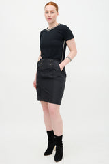 Saint Laurent Silk Zip Skirt