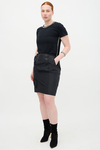 Saint Laurent Silk Zip Skirt