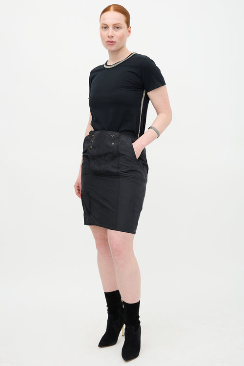 Saint Laurent Silk Zip Skirt