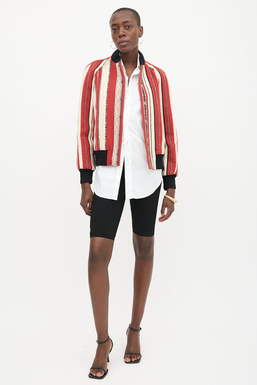 Saint Laurent Stripe Jacquard Bomber Jacket