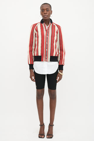 Saint Laurent Stripe Jacquard Bomber Jacket