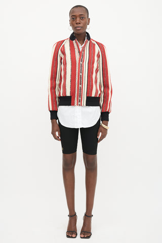 Saint Laurent Stripe Jacquard Bomber Jacket