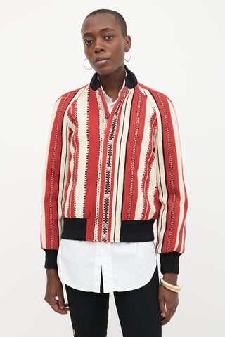 Saint Laurent Stripe Jacquard Bomber Jacket
