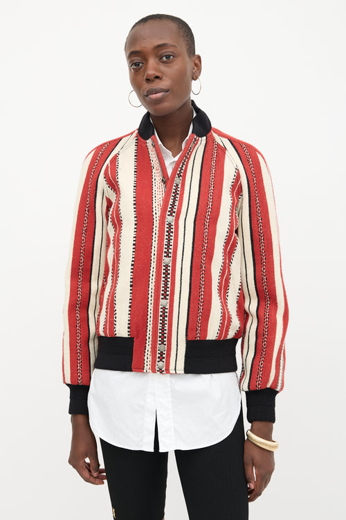 Saint Laurent Stripe Jacquard Bomber Jacket