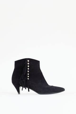Saint Laurent Suede Studded Fringe Boot
