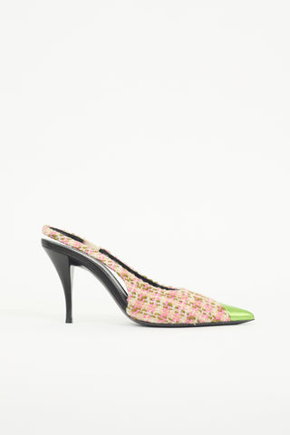 Saint Laurent Tweed Arian Slingback Pump