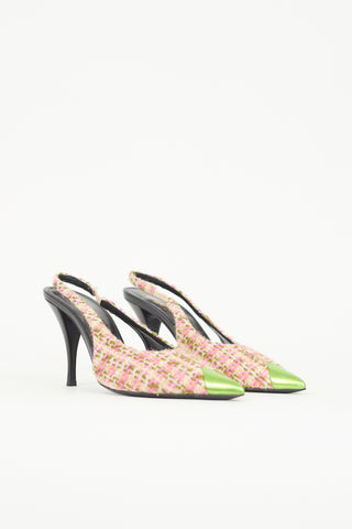 Saint Laurent Tweed Arian Slingback Pump