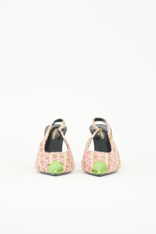 Saint Laurent Tweed Arian Slingback Pump