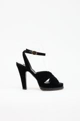 Saint Laurent Velvet Block Heel Sandal