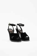 Saint Laurent Velvet Block Heel Sandal