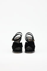 Saint Laurent Velvet Block Heel Sandal