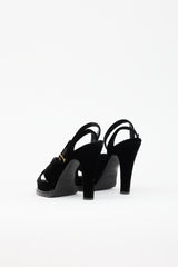Saint Laurent Velvet Block Heel Sandal