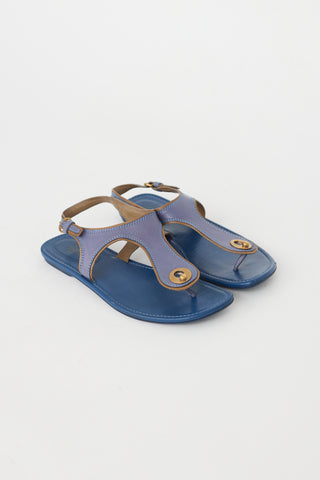 Saint Laurent Vintage Blue T-Strap Sandal