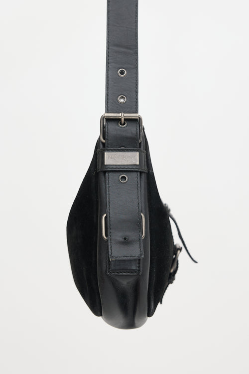 Saint Laurent Vintage Leather & Suede Buckle Bag