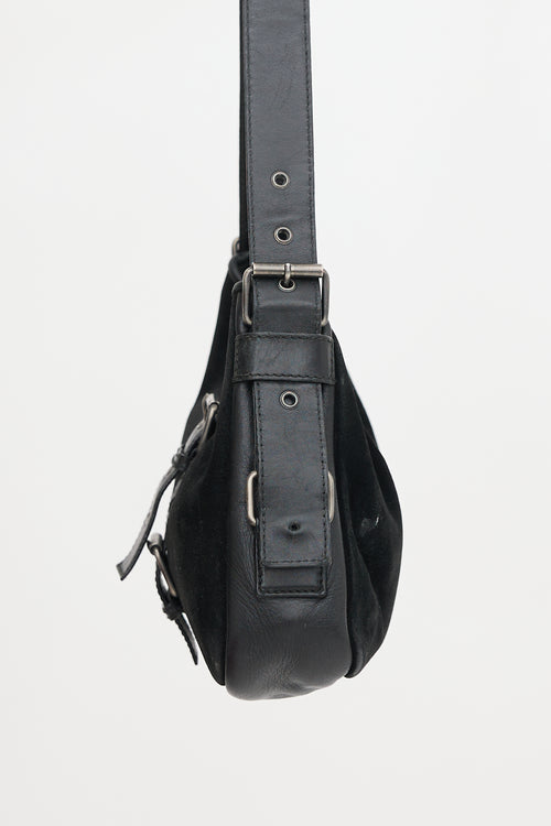 Saint Laurent Vintage Leather & Suede Buckle Bag