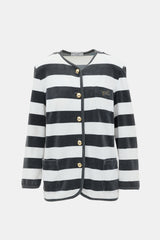 Saint Laurent Vintage Velour Striped Cardigan