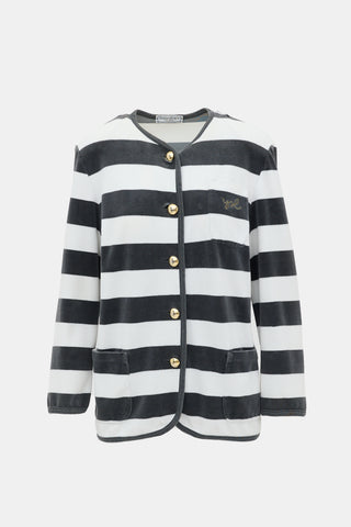 Saint Laurent Vintage Velour Striped Cardigan