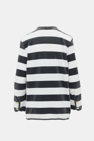 Saint Laurent Vintage Velour Striped Cardigan