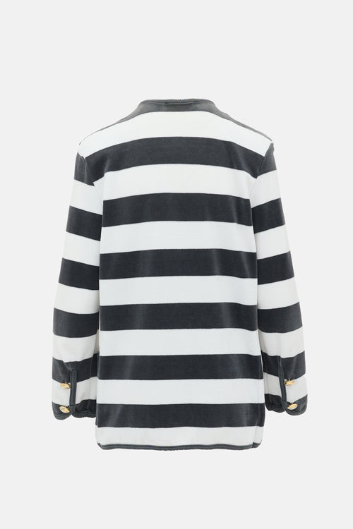 Saint Laurent Vintage Velour Striped Cardigan