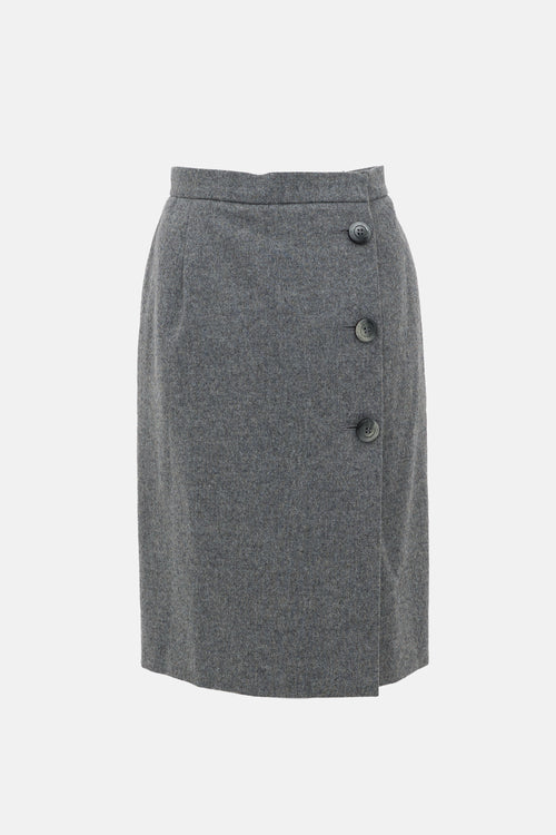 Saint Laurent Vintage Wrap Midi Skirt