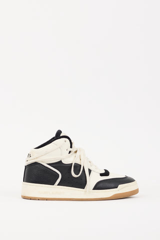 Saint Laurent White & Black Leather SL/80 High Top Sneaker