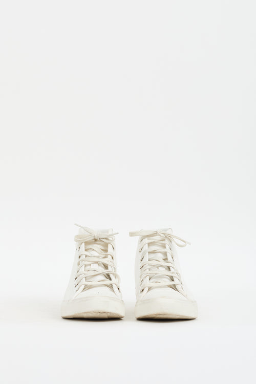 Saint Laurent White Canvas Malibu High Top Sneaker