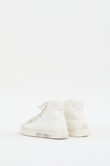 Saint Laurent White Canvas Malibu High Top Sneaker