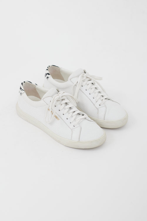 Saint Laurent White Leather Printed Low Sneaker