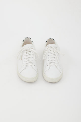 Saint Laurent White Leather Printed Low Sneaker