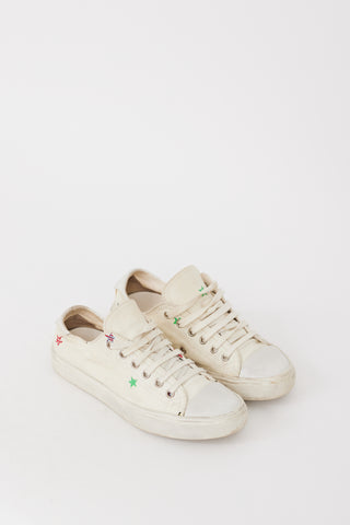 Saint Laurent White & Multicolour Canvas Printed Sneaker