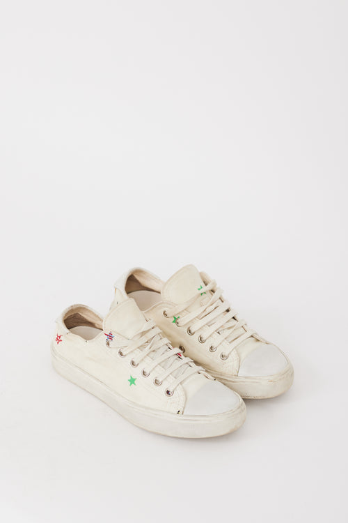 Saint Laurent White & Multicolour Canvas Printed Sneaker