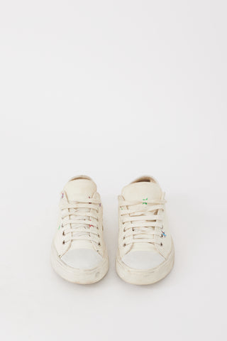 Saint Laurent White & Multicolour Canvas Printed Sneaker