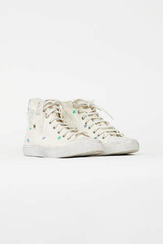 Saint Laurent White Bedford Star Distressed Sneaker