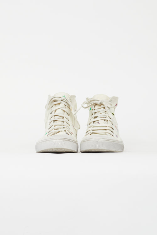 Saint Laurent White Bedford Star Distressed Sneaker