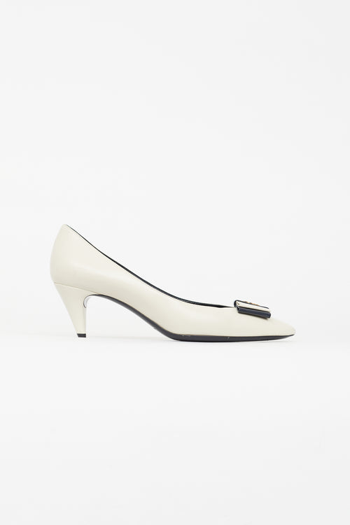 Saint Laurent Cream & Black Pointed Toe Heel