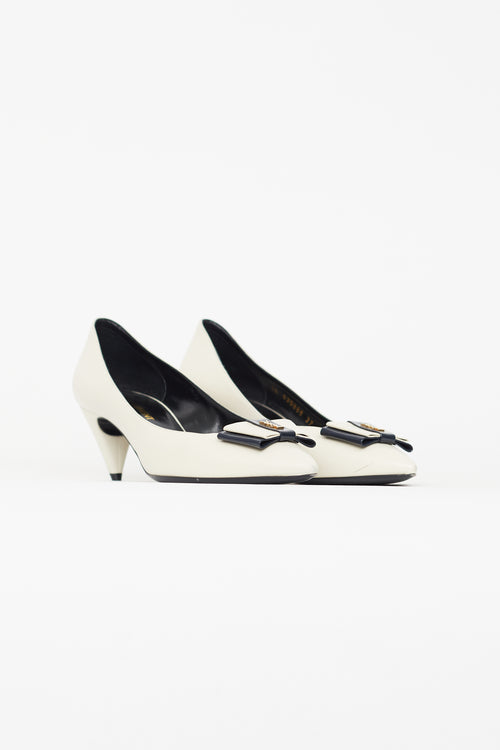 Saint Laurent Cream & Black Pointed Toe Heel