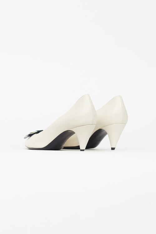 Saint Laurent Cream & Black Pointed Toe Heel