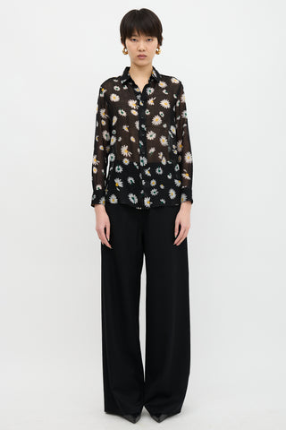 Saint Laurent Wool Sheer Floral Shirt