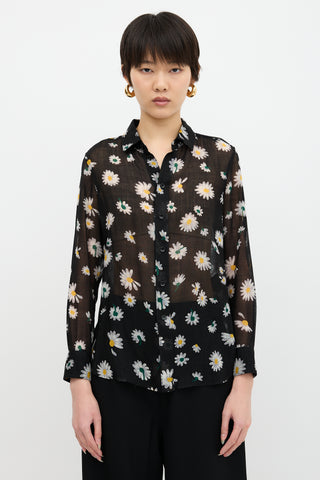 Saint Laurent Wool Sheer Floral Shirt