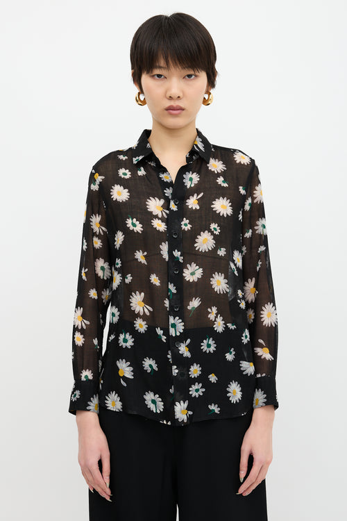 Saint Laurent Wool Sheer Floral Shirt