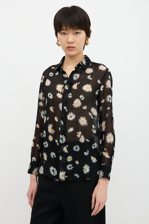 Saint Laurent Wool Sheer Floral Shirt